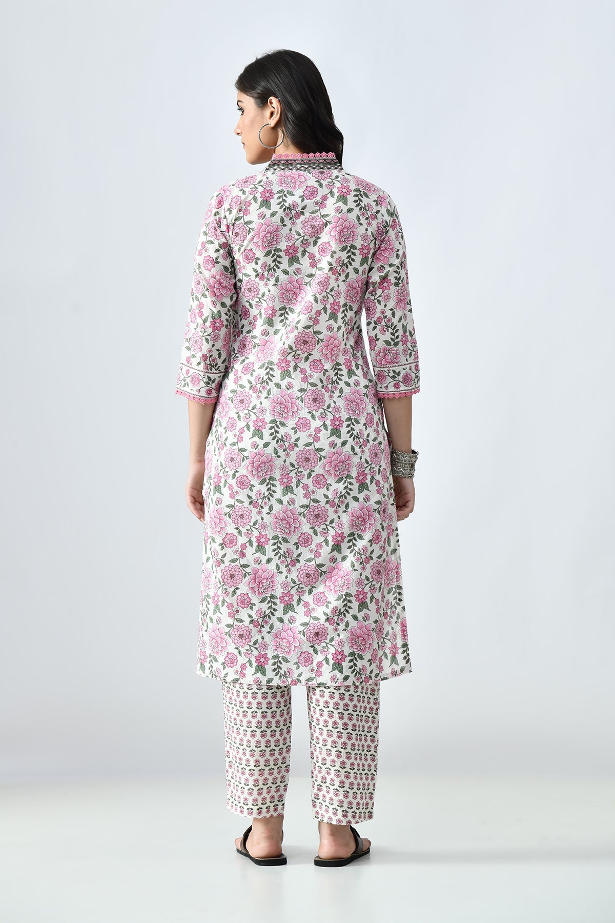 White Printed Kurta Set