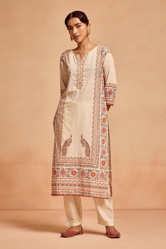 Cream Printed Kurta Set