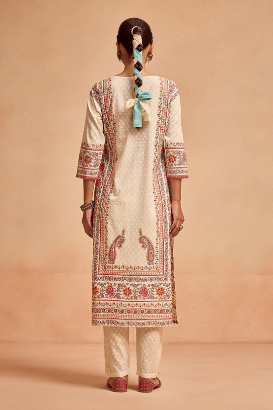Cream Printed Kurta Set