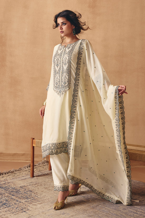 Cream Embroidered Kurta Set
