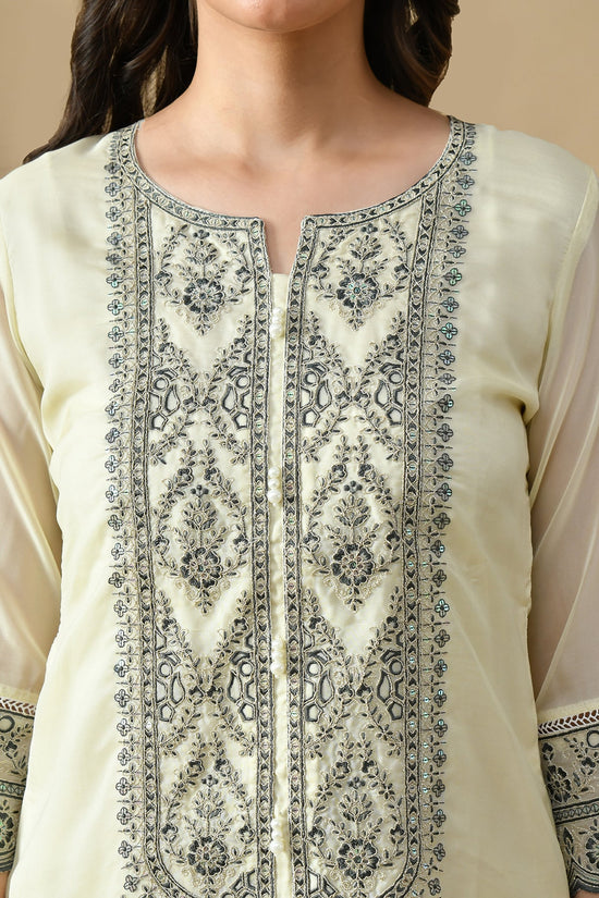 Cream Embroidered Kurta Set