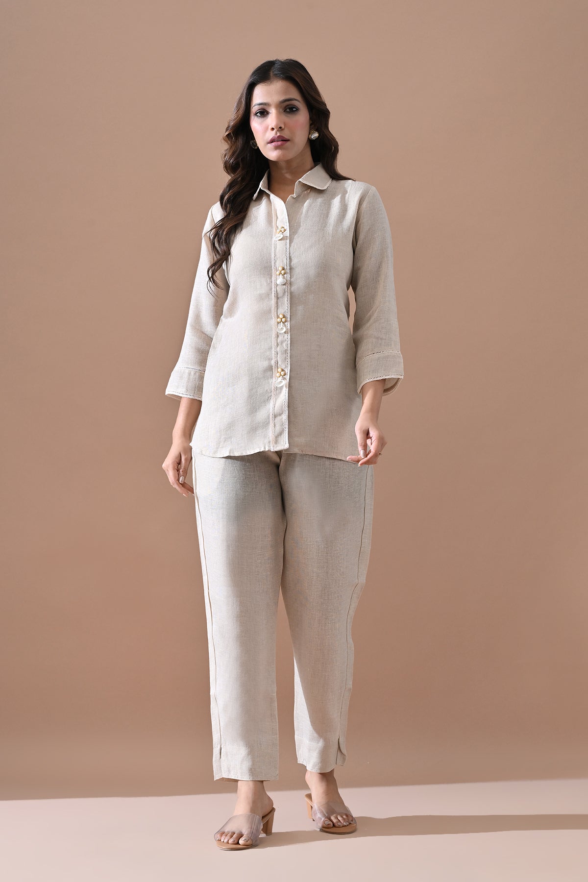 Beige Solid Co-Ord Set