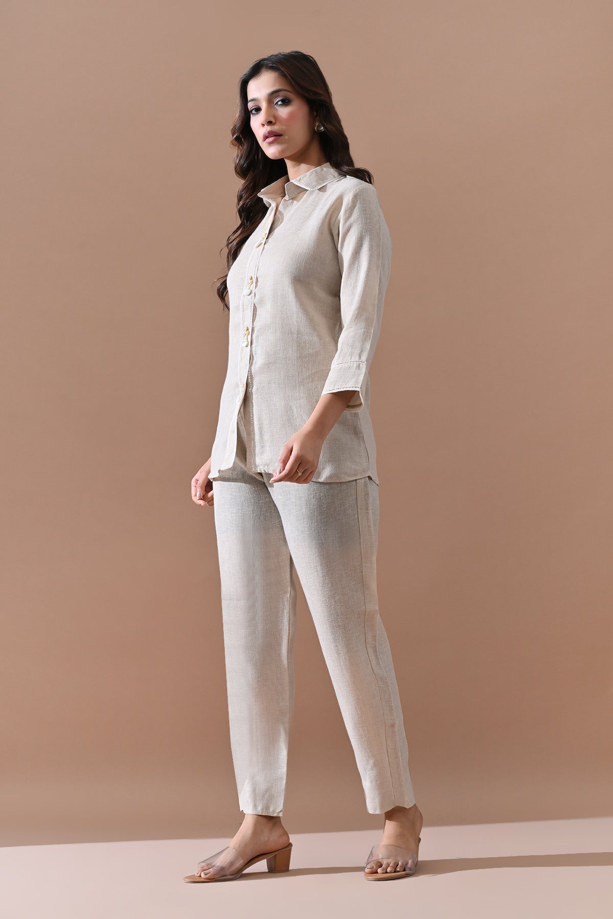 Beige Solid Co-Ord Set