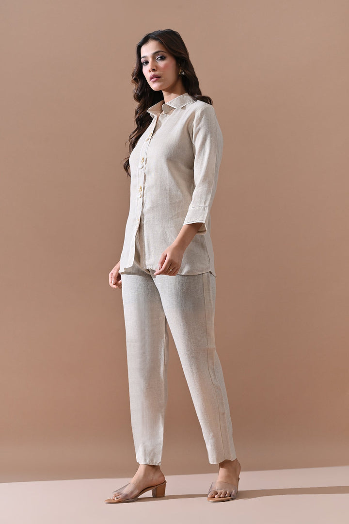 Beige Solid Co-Ord Set