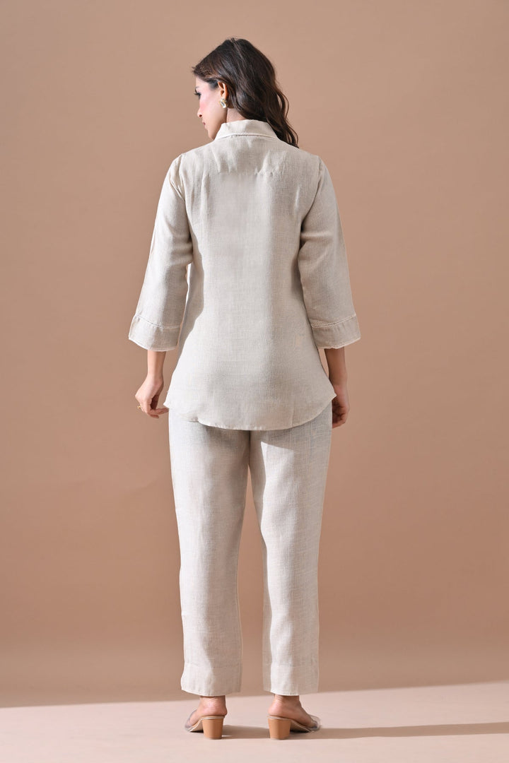 Beige Solid Co-Ord Set