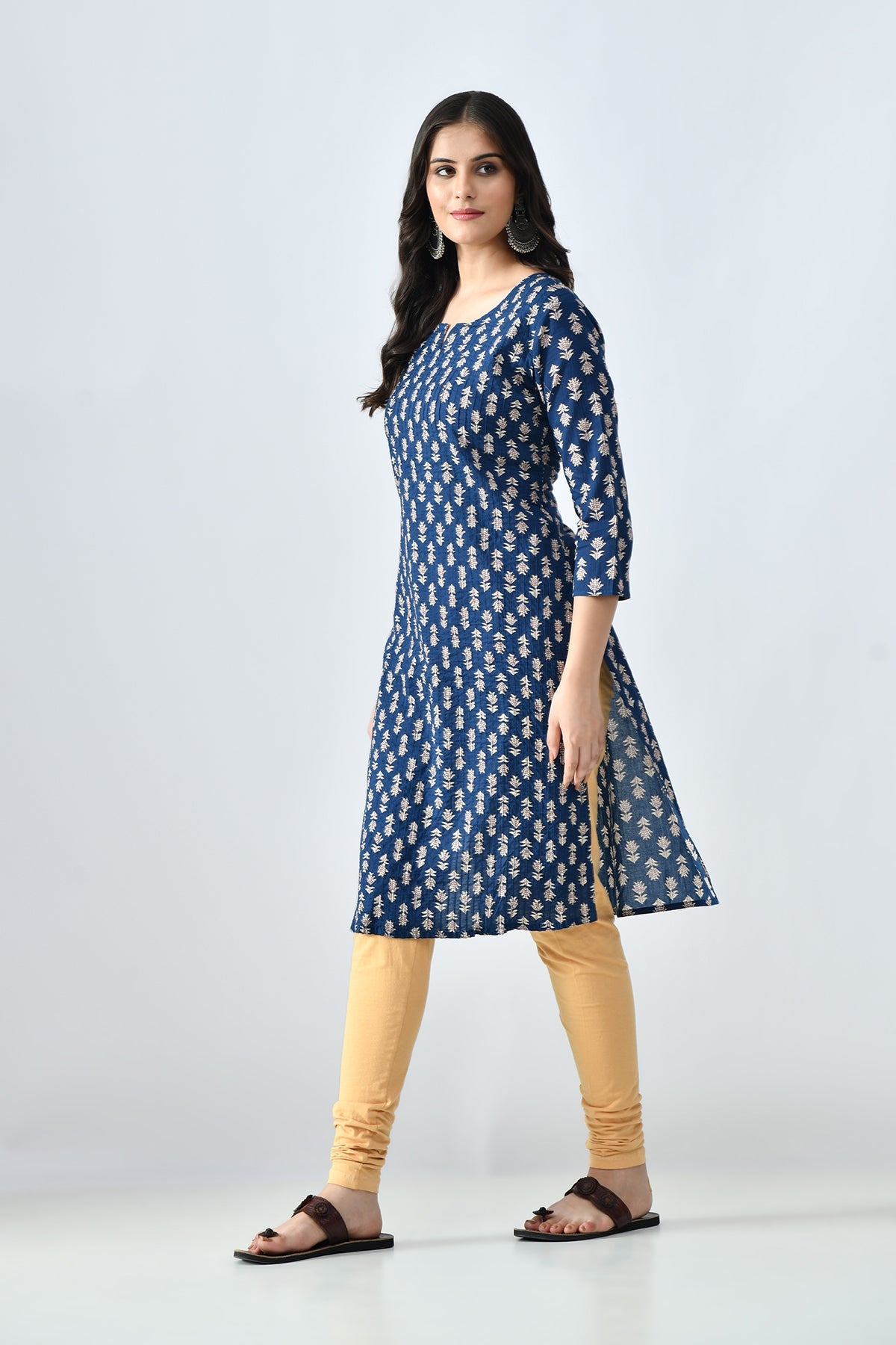 Blue Printed Straight Kurta