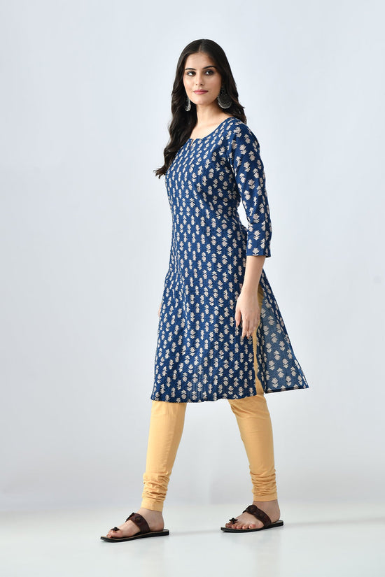 Blue Printed Straight Kurta