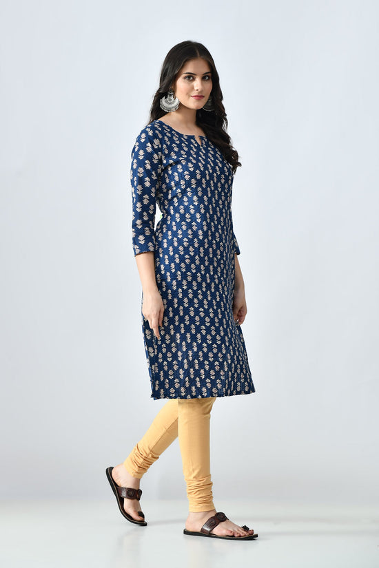 Blue Printed Straight Kurta