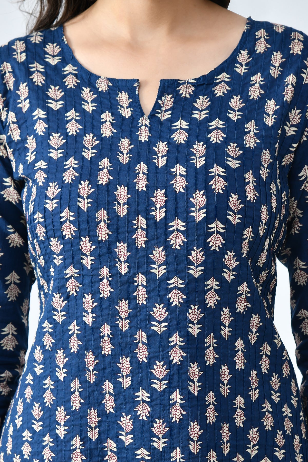Blue Printed Straight Kurta