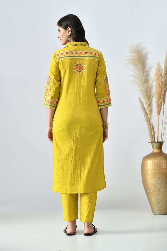 Mustard Embroidered Kurta Set