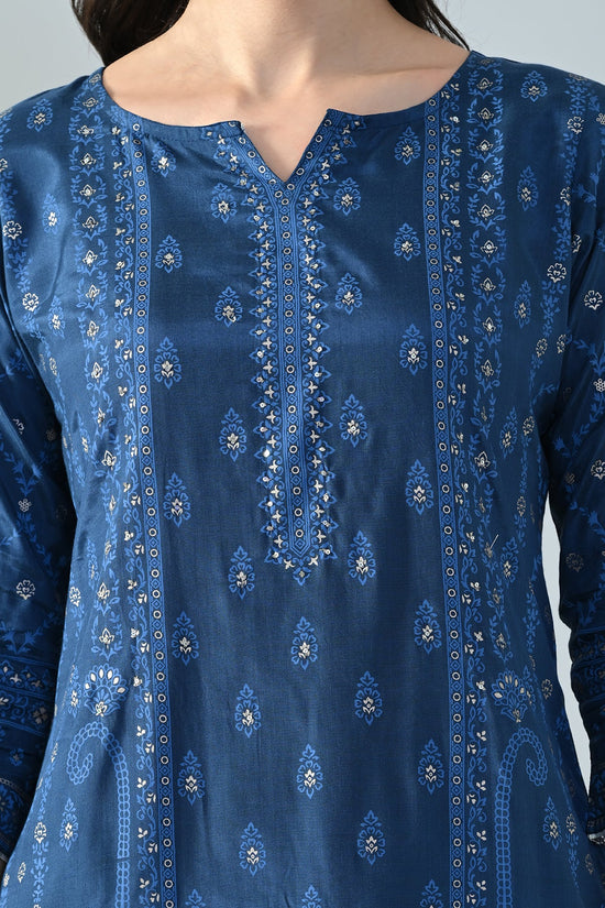 Blue Printed Kurta Set