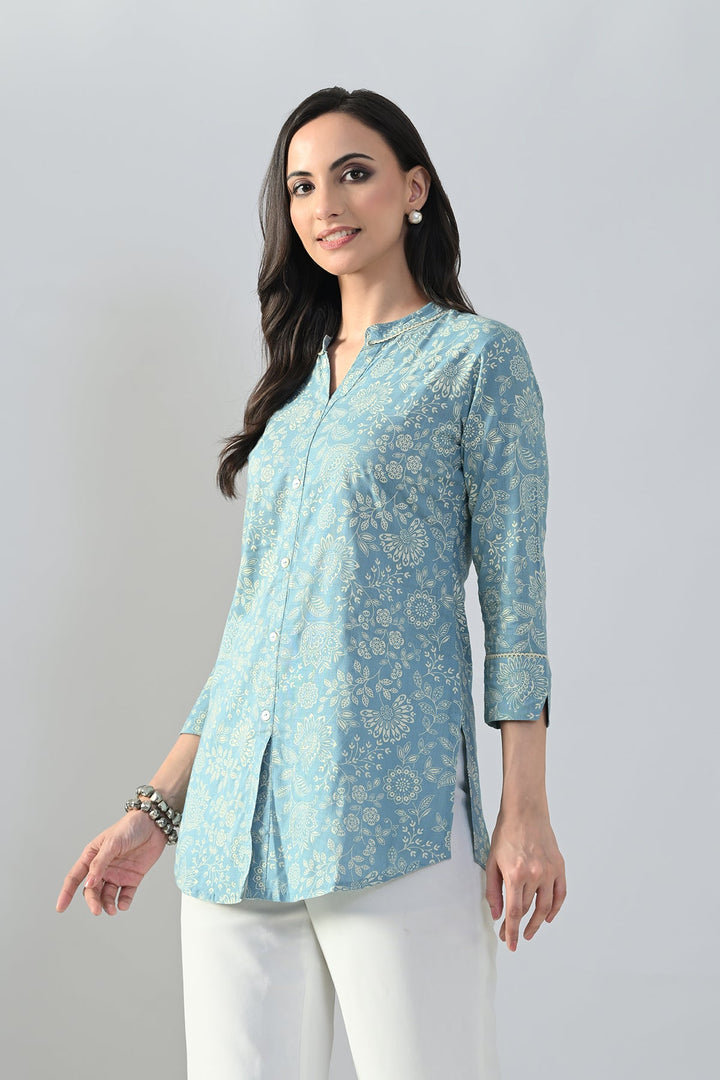Green Printed Straight Top