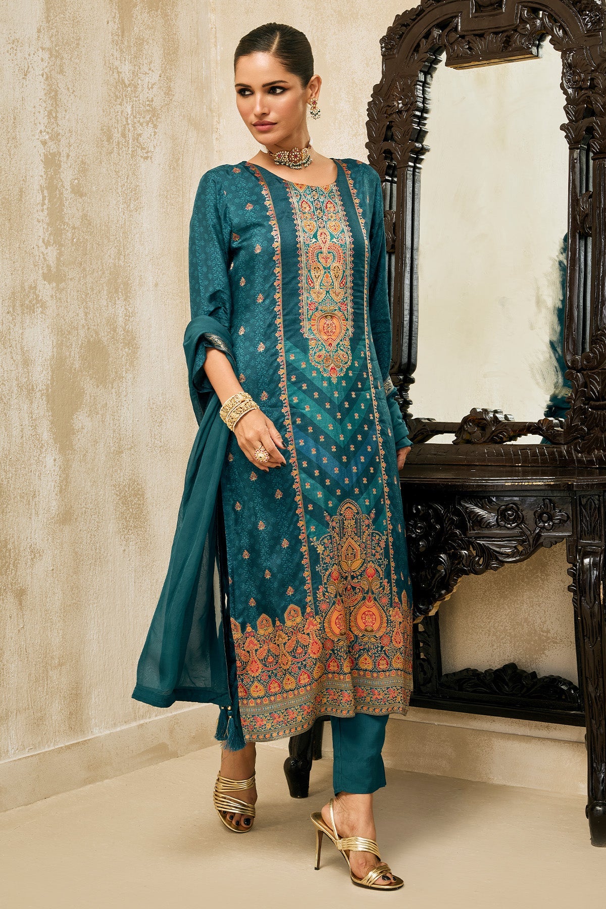 Blue Embellished Kurta Set