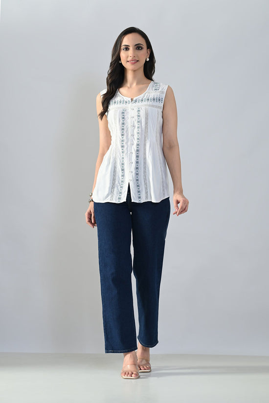 Cream Embroidered Top