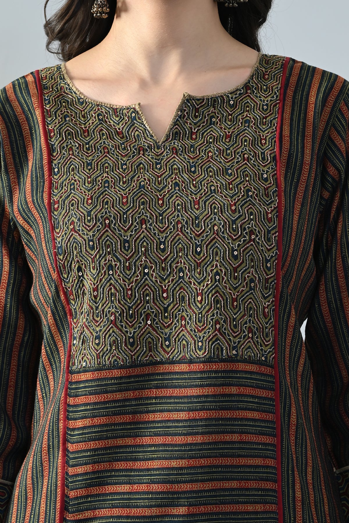 Multi Embellished Kurta 3 Pcs Set