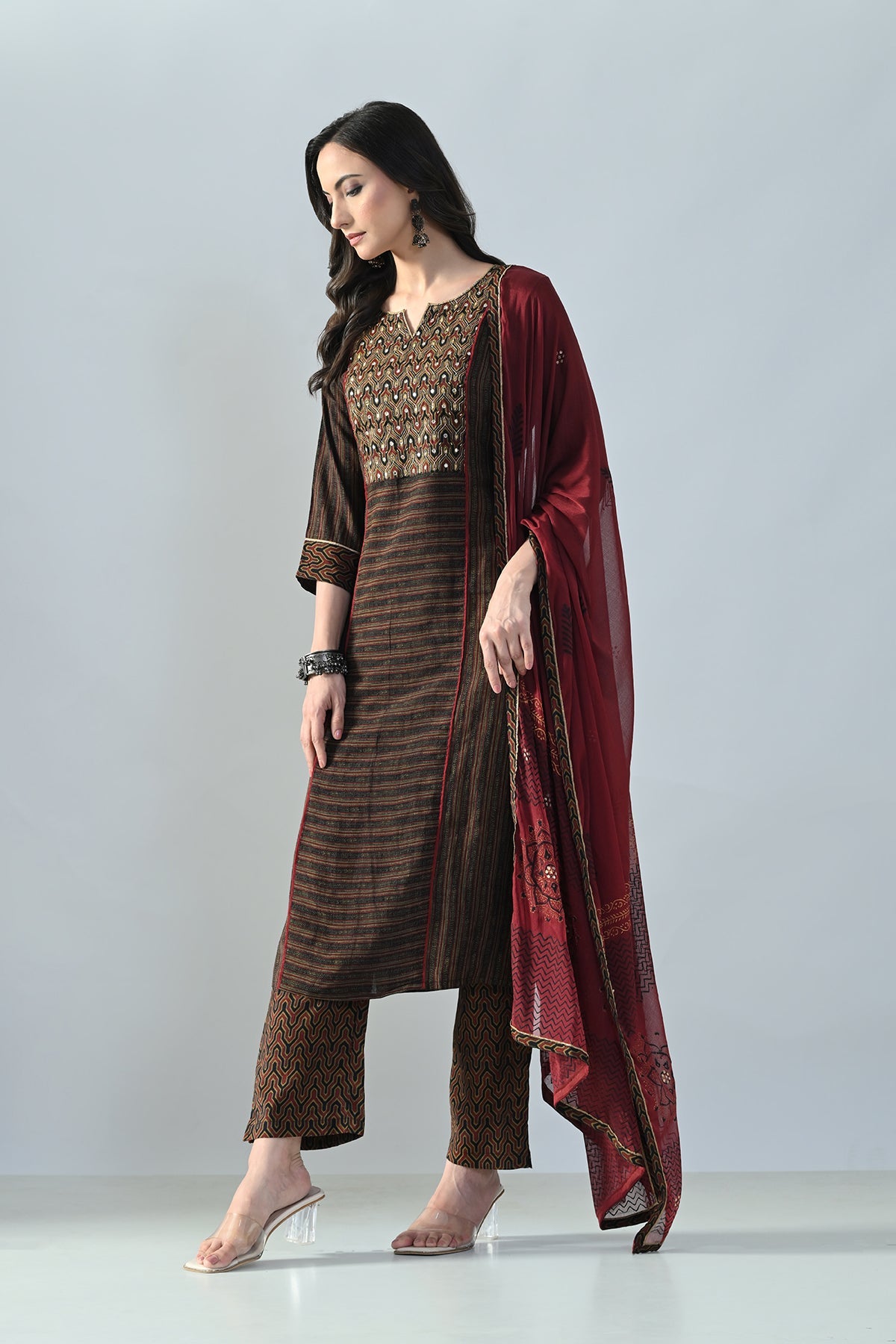 Multi Embellished Kurta  3 Pcs Set