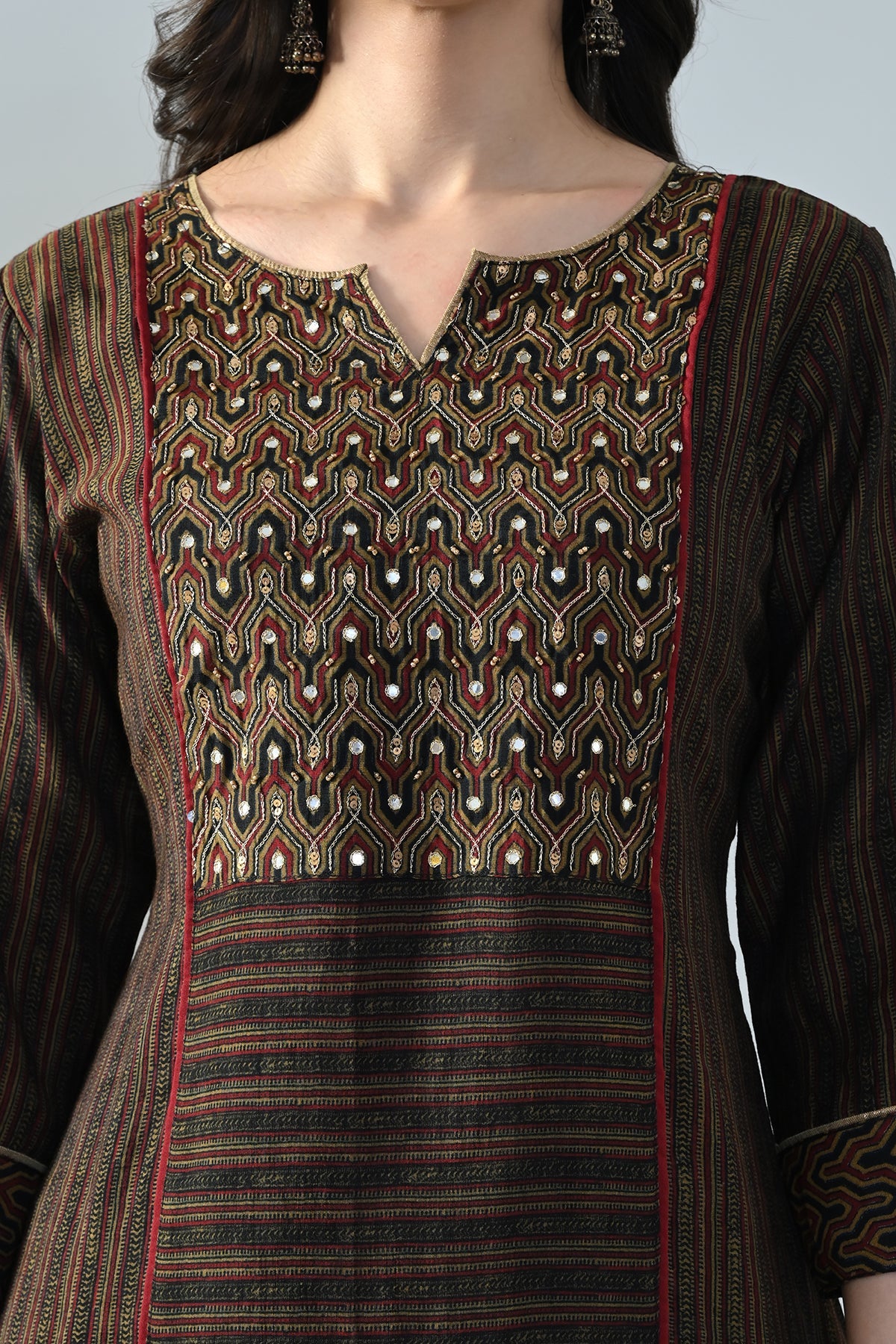 Multi Embellished Kurta  3 Pcs Set