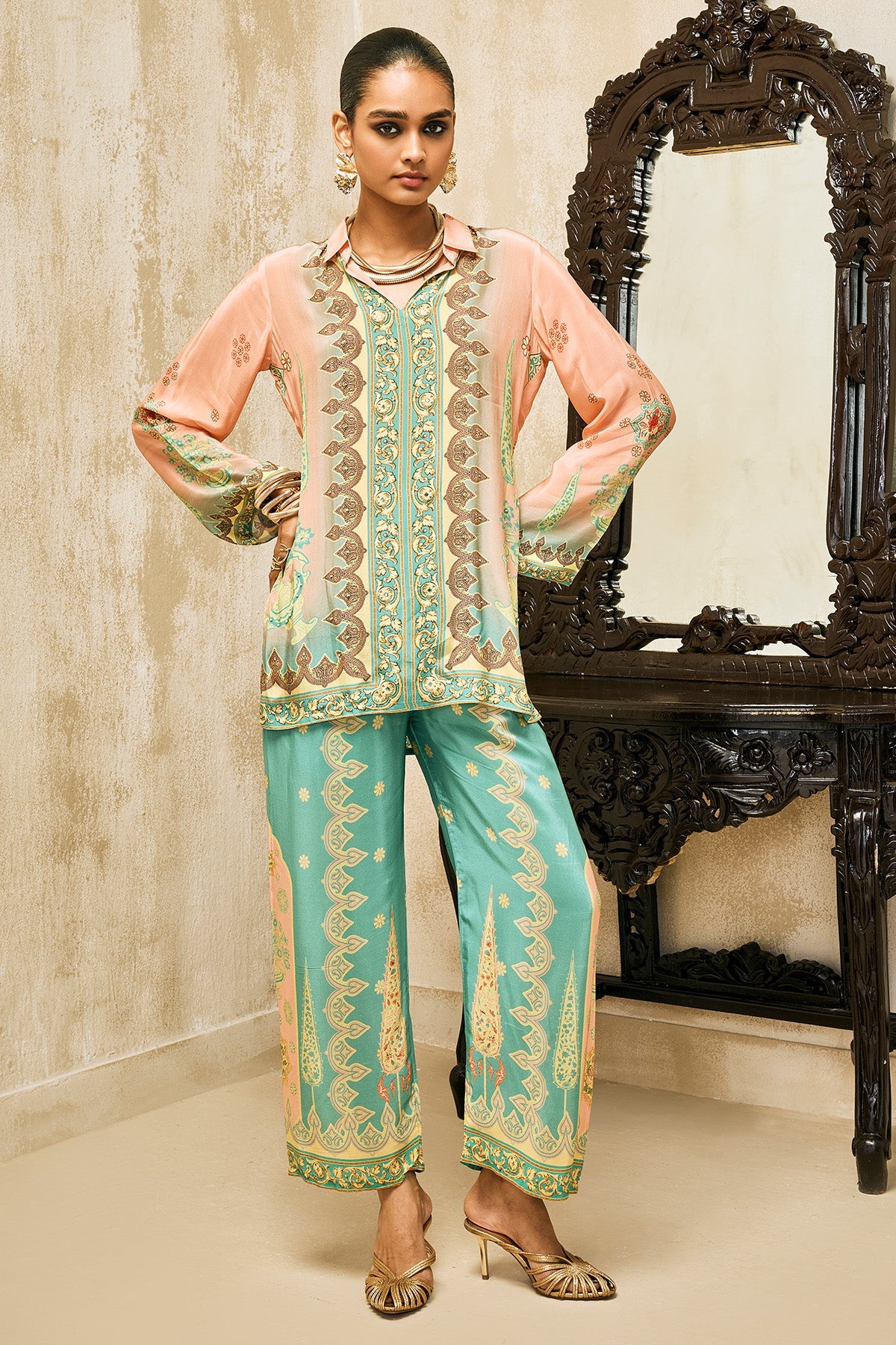 Peach Printed Co-Ord Set