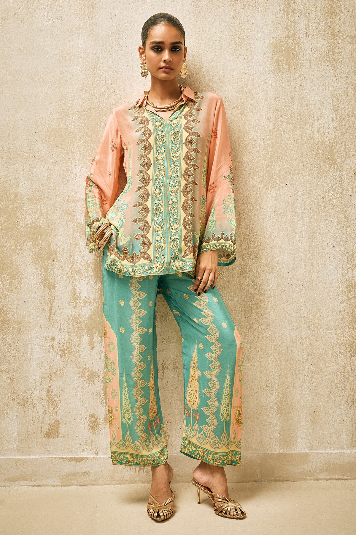 Peach Printed Co-Ord Set