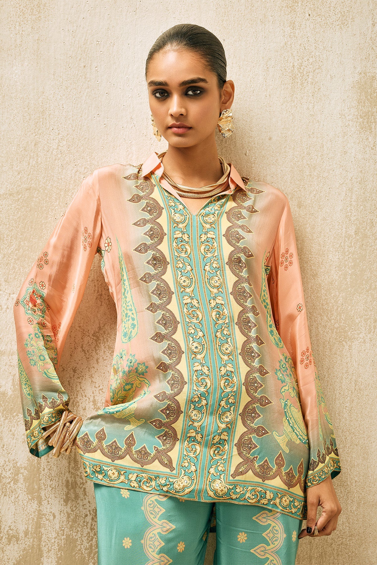 Peach Printed Co-Ord Set