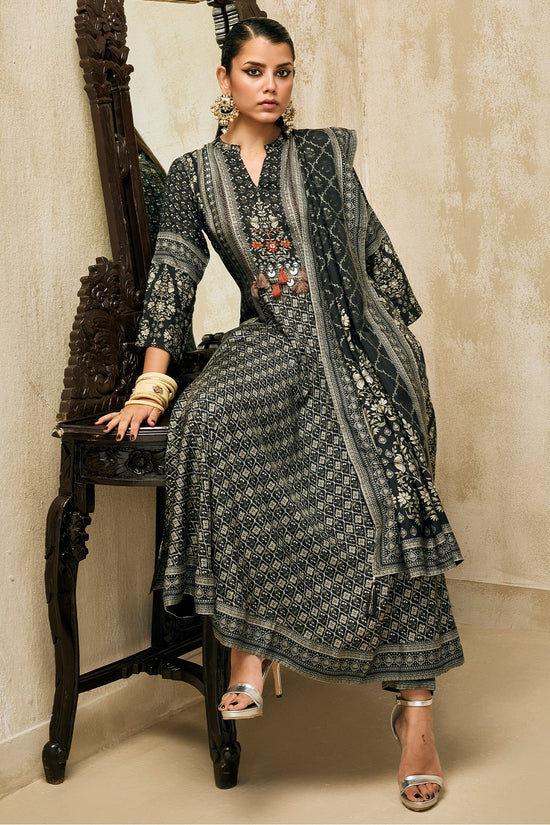 Black Printed Kurta 3 Pcs Set