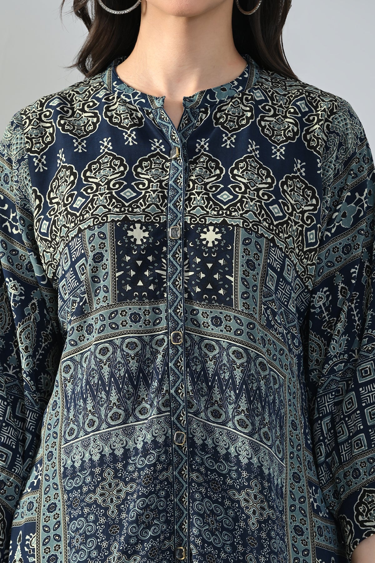 Blue Printed A-line Top