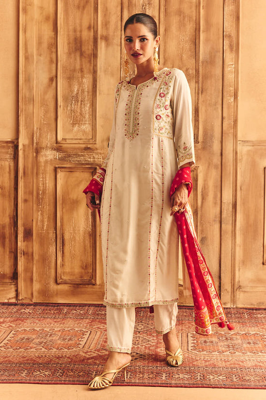 Cream Embroidered Kurta Set