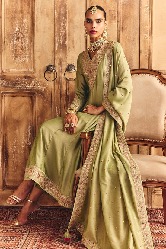 Green Embroidered Kurta 3 Pcs Set