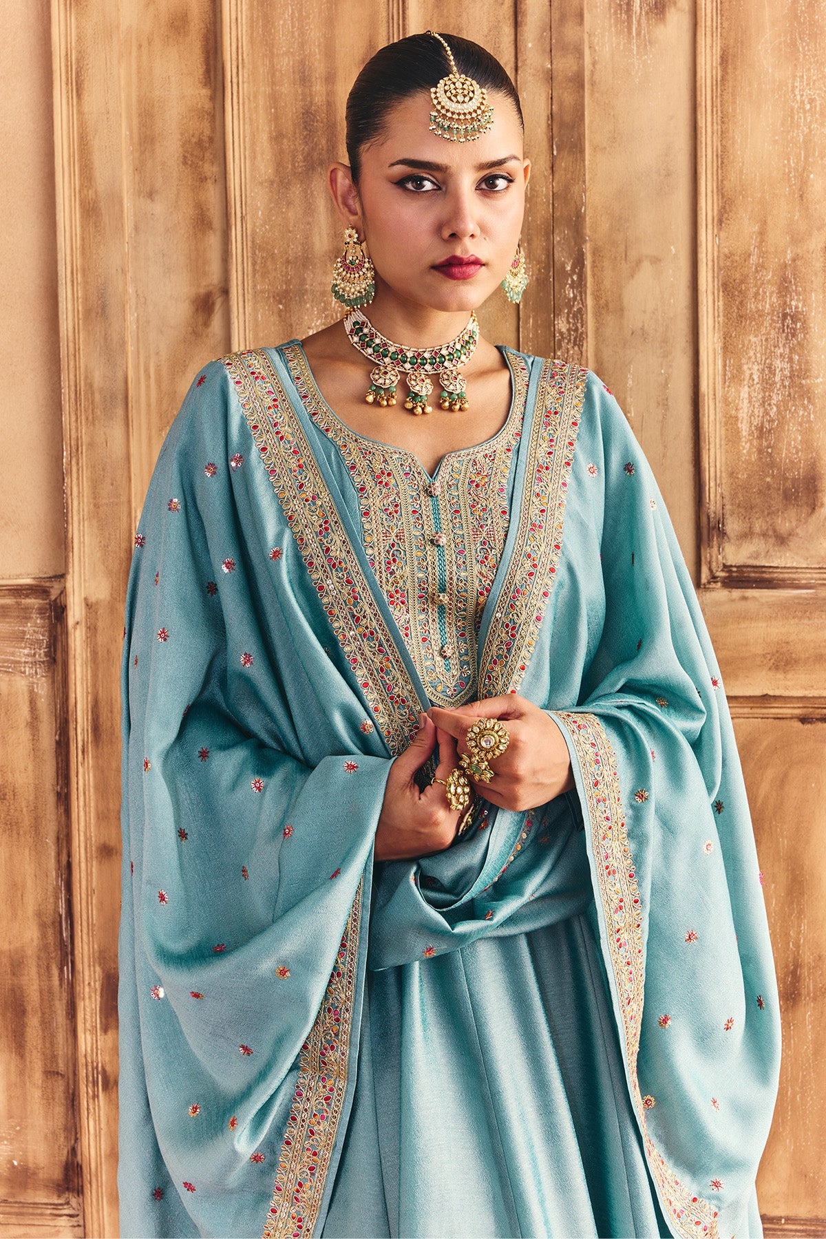 Green Embroidered Kurta 3 Pcs Set