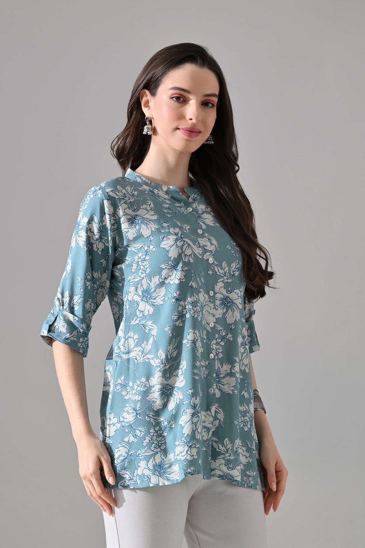 Green Printed Straight Top