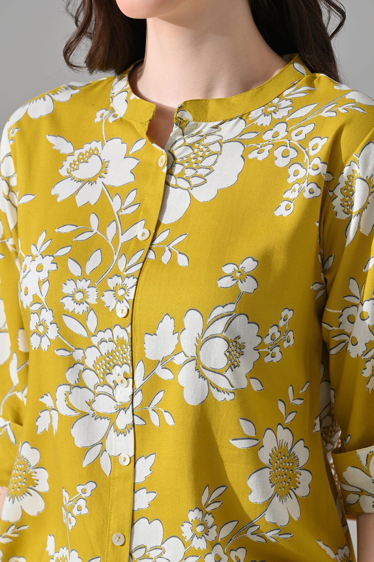 Mustard Printed Straight Top
