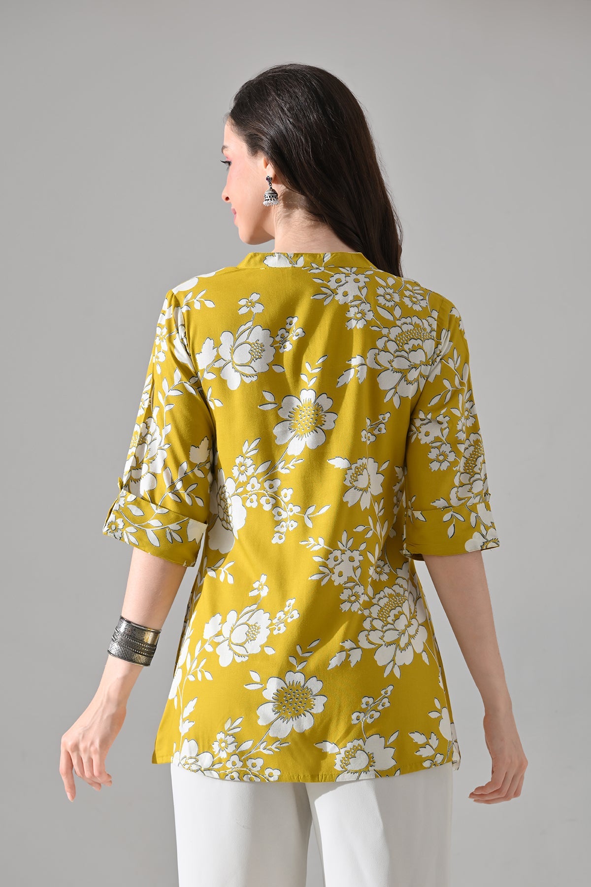Mustard Printed Straight Top