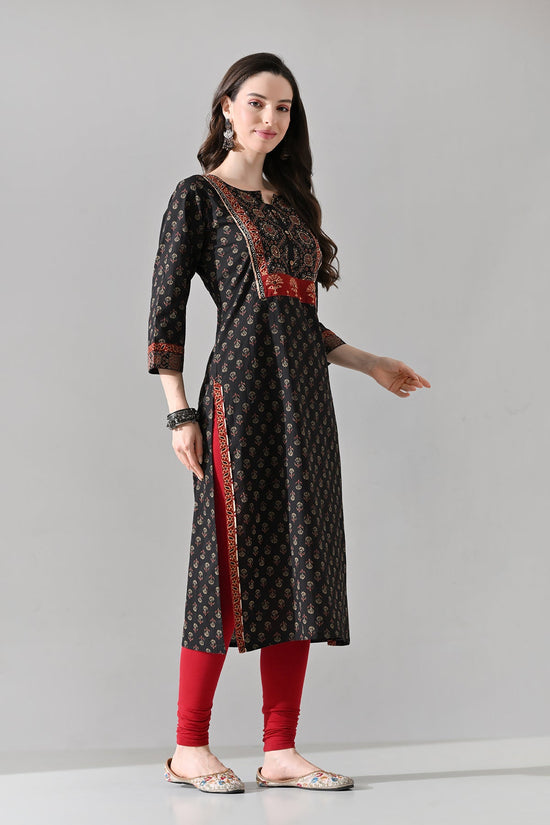 Brown Printed Straight Kurta