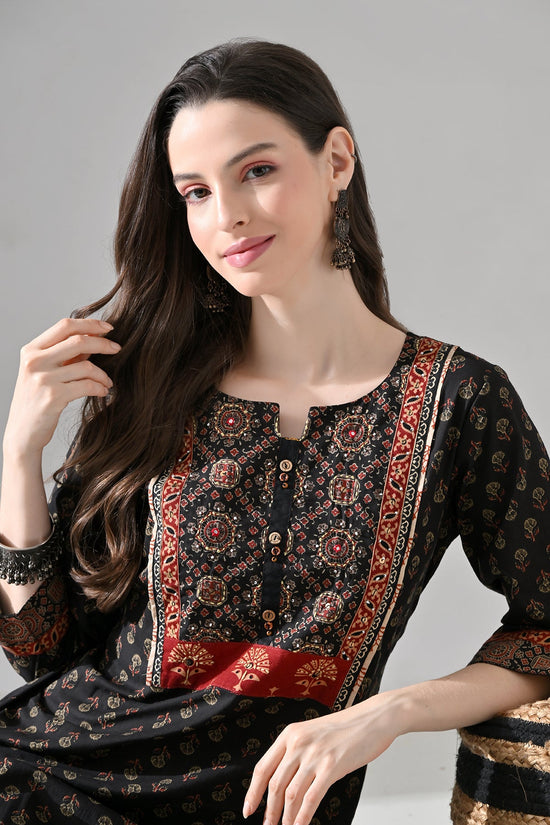 Brown Printed Straight Kurta