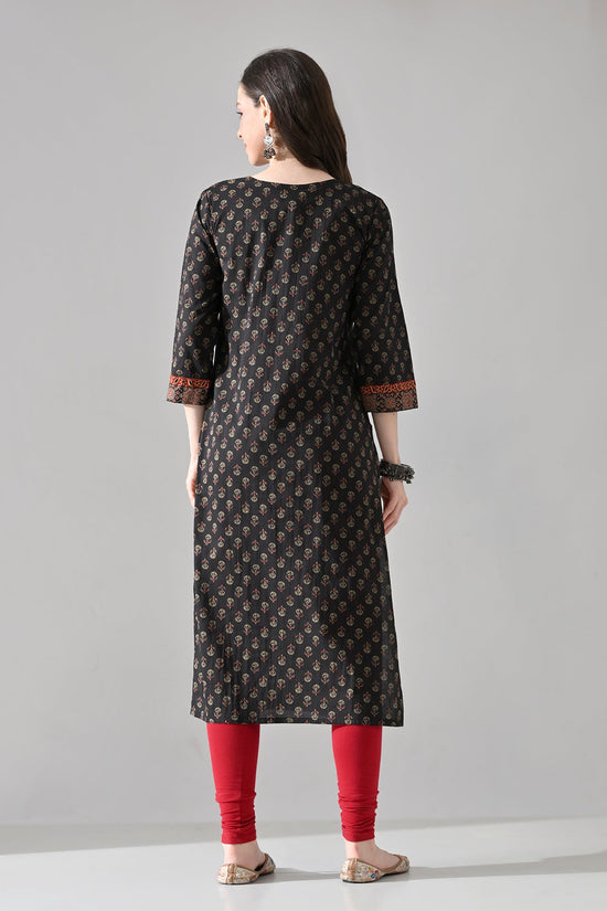 Brown Printed Straight Kurta