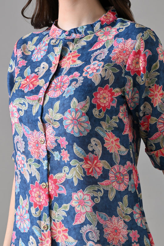 Blue Floral Printed Top