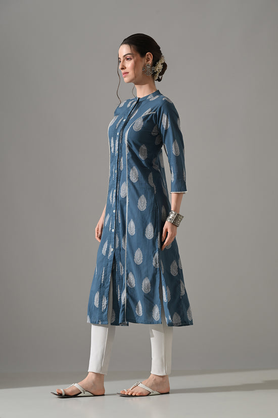 Blue Floral Printed Kurta