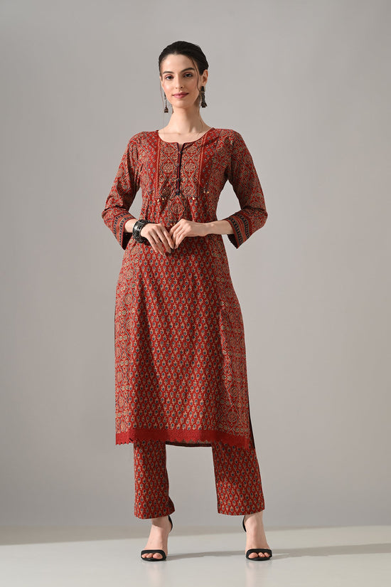 Rust Printed Kurta Set