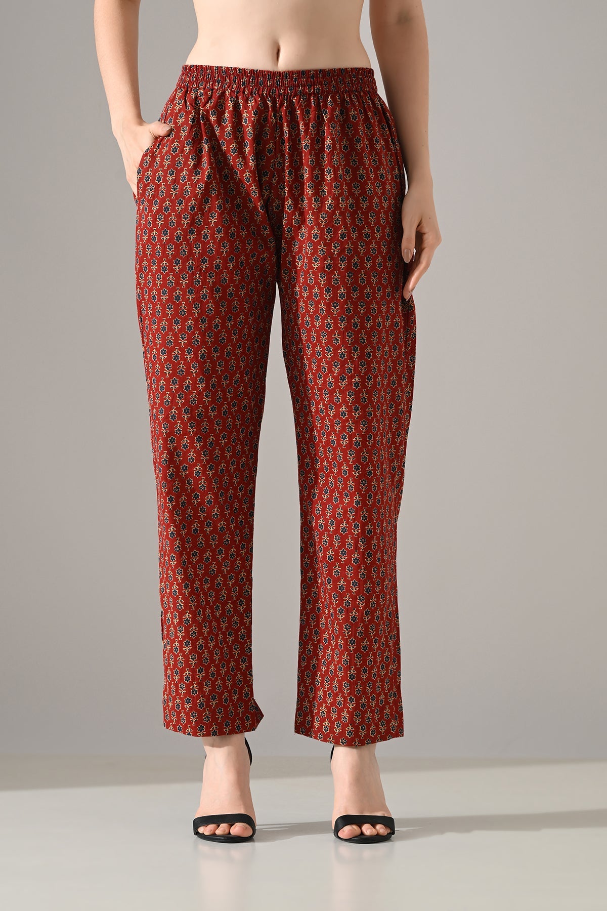 Rust Printed Kurta 3 Pcs Set