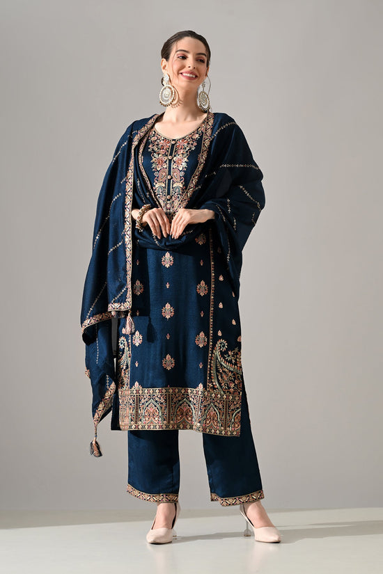 Teal Embroidered Kurta Set