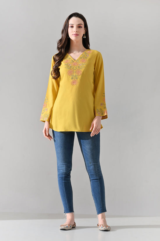 Yellow Embroidered Top