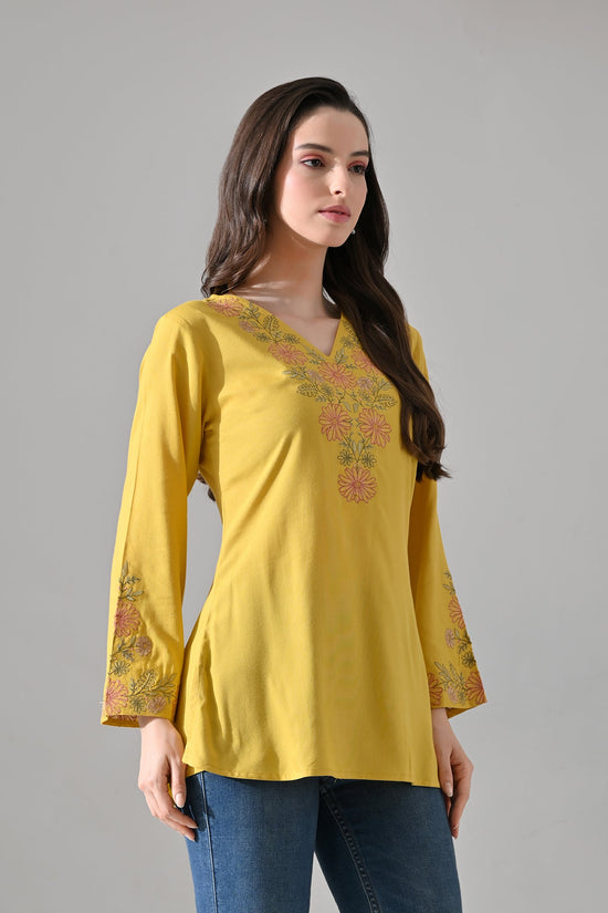Yellow Embroidered Top