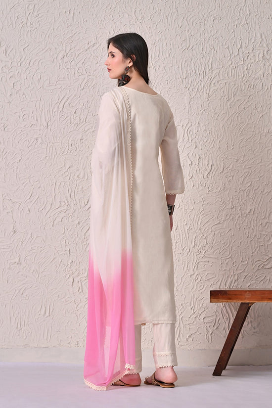 Cream Embroidered Kurta 3 Pcs Set