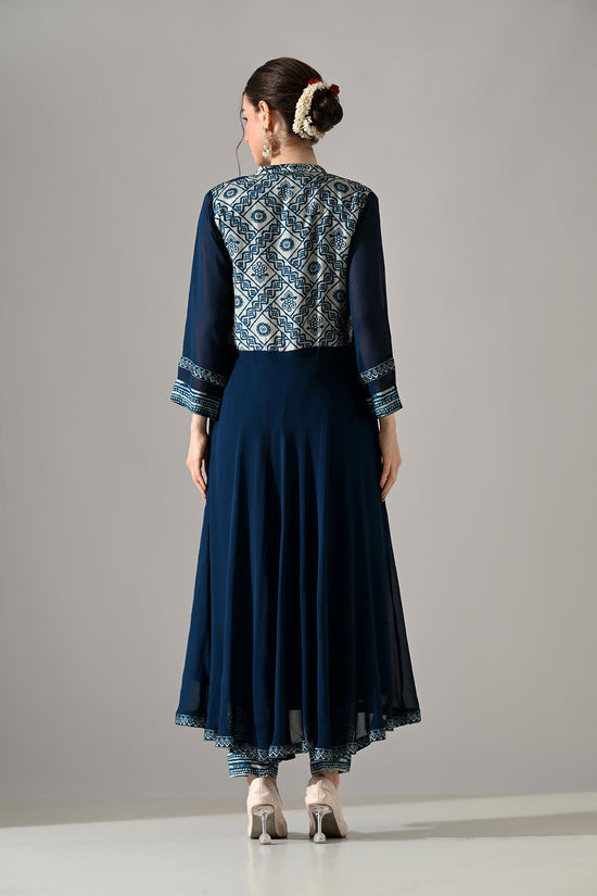 Blue Printed Kurta 3 Pcs Set