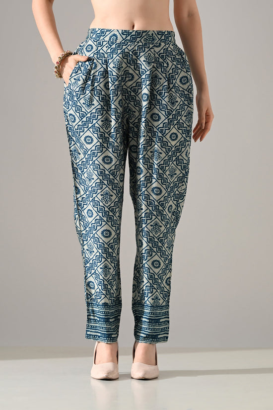 Blue Printed Kurta 3 Pcs Set