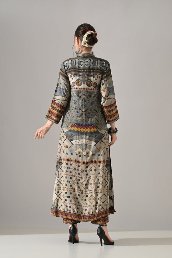Grey Printed Kurta 3 Pcs Set