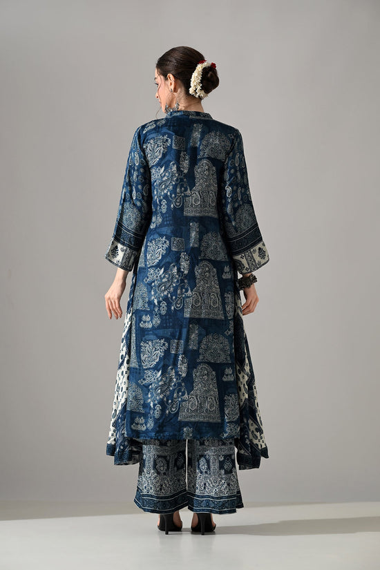 Blue Printed Kurta 3 Pcs Set