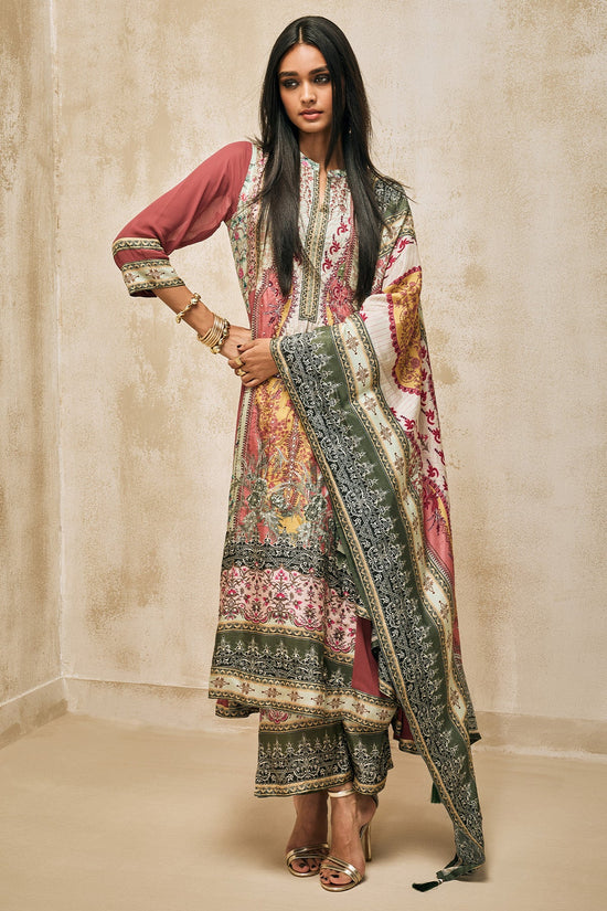 Green Printed Kurta 3 Pcs Set