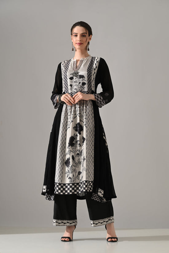 Black Printed Kurta 3 Pcs Set