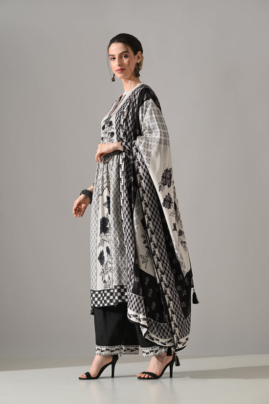 Black Printed Kurta 3 Pcs Set